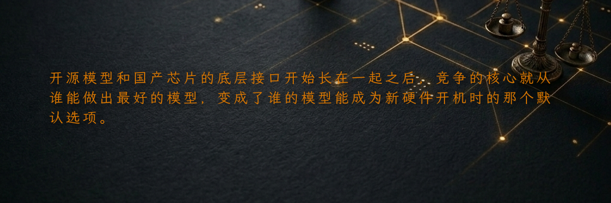 开源模型和国产芯片的底层接口开始长在一起之后,竞争的核心就从谁能做出最好的模型,变成了谁的模型能成为新硬件开机时的那个默认选项。