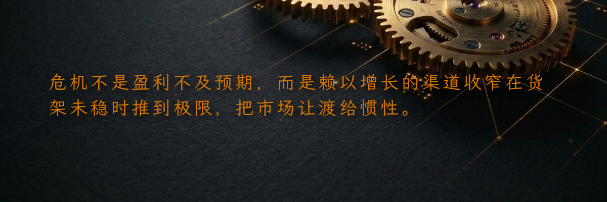 危机不是盈利不及预期,而是赖以增长的渠道收窄在货架未稳时推到极限,把市场让渡给惯性。