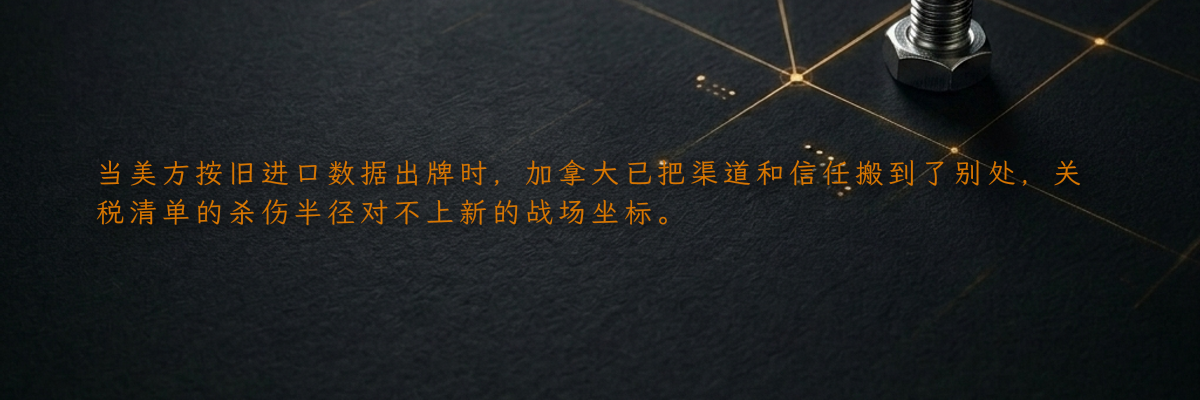 当美方按旧进口数据出牌时,加拿大已把渠道和信任搬到了别处,关税清单的杀伤半径对不上新的战场坐标。