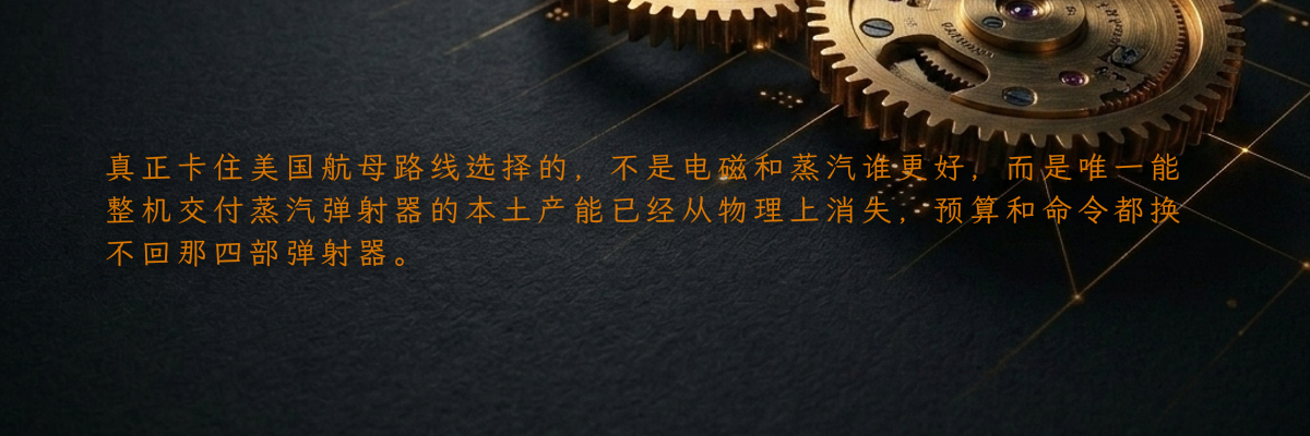 真正卡住美国航母路线选择的,不是电磁和蒸汽谁更好,而是唯一能整机交付蒸汽弹射器的本土产能已经从物理上消失,预算和命令都换不回那四部弹射器。