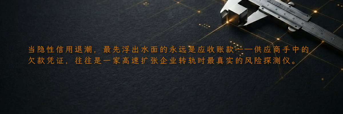 当隐性信用退潮,最先浮出水面的永远是应收账款——供应商手中的欠款凭证,往往是一家高速扩张企业转轨时最真实的风险探测仪。