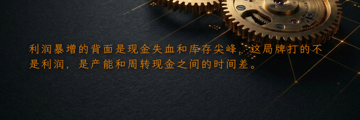 利润暴增的背面是现金失血和库存尖峰,这局牌打的不是利润,是产能和周转现金之间的时间差。