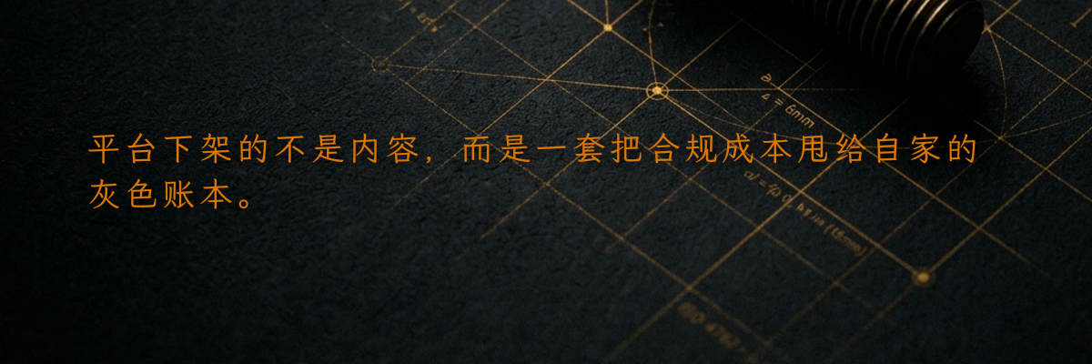 平台下架的不是内容,而是一套把合规成本甩给自家的灰色账本。
