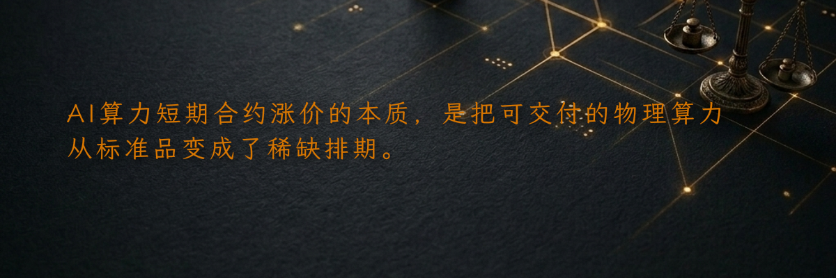AI算力短期合约涨价的本质,是把可交付的物理算力从标准品变成了稀缺排期。