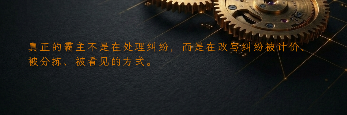 真正的霸主不是在处理纠纷,而是在改写纠纷被计价、被分拣、被看见的方式。