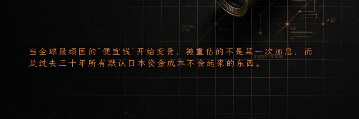 当全球最顽固的“便宜钱”开始变贵,被重估的不是某一次加息,而是过去三十年所有默认日本资金成本不会起来的东西。
