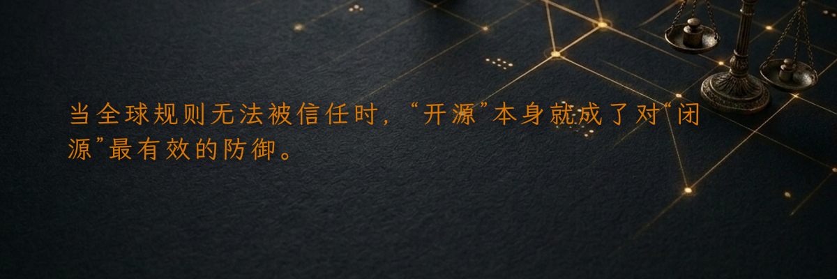 当全球规则无法被信任时,“开源”本身就成了对“闭源”最有效的防御。